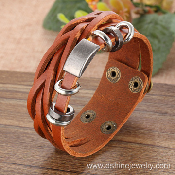 Handmade Leather Wrap Bracelet For Men With Metal Charms